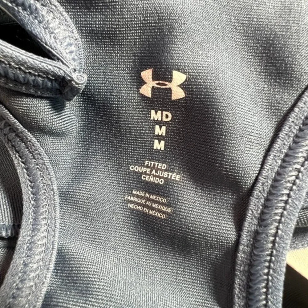 Under Armour Sports Bra‎ Womens M Blue High Neck Cutout Racerback Athletic Gym